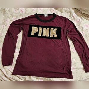Victoria Secret PINK Burgundy long-sleeved shirt